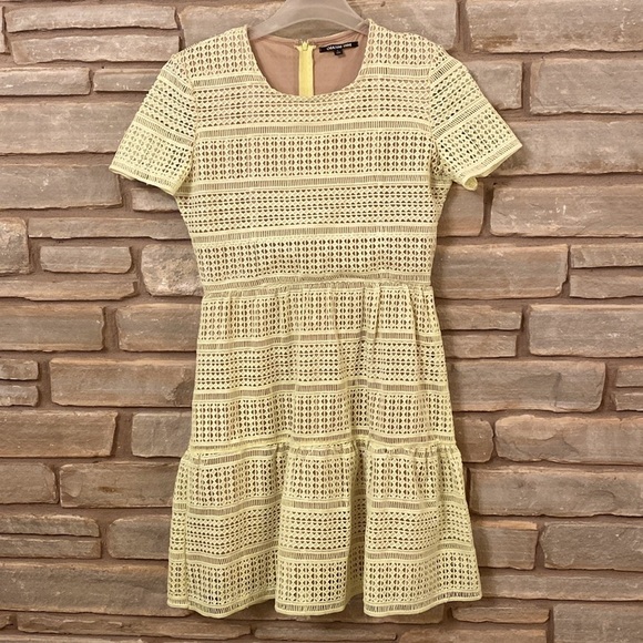 Gianni Bini Lara lace striped dress short sleeve size L - Picture 4 of 11
